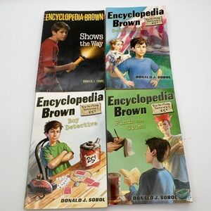Encyclopedia Brown Book Lot of 4 Donald J Sobol Boy Detective Mystery Paperbacks